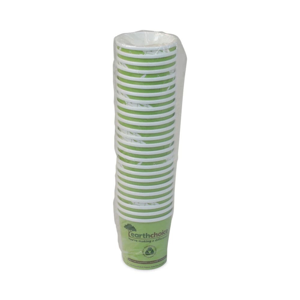 EarthChoice Compostable Soup Cup Large, 16 oz, 3.63" Diameter x 3.88"h, Green, Paper, 500/Carton - Image 2