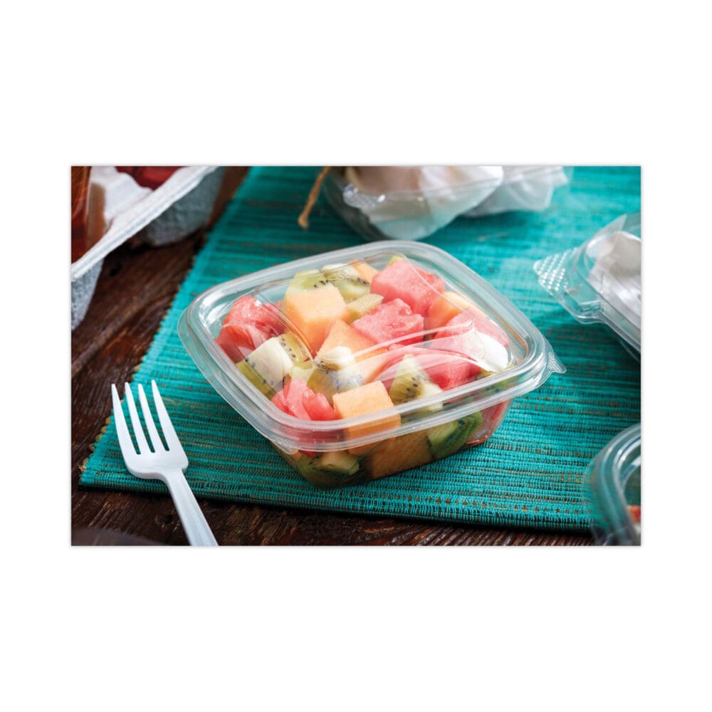 EarthChoice Square Recycled Bowl, 12 oz, 5 x 5 x 1.63, Clear, Plastic, 504/Carton - Image 4