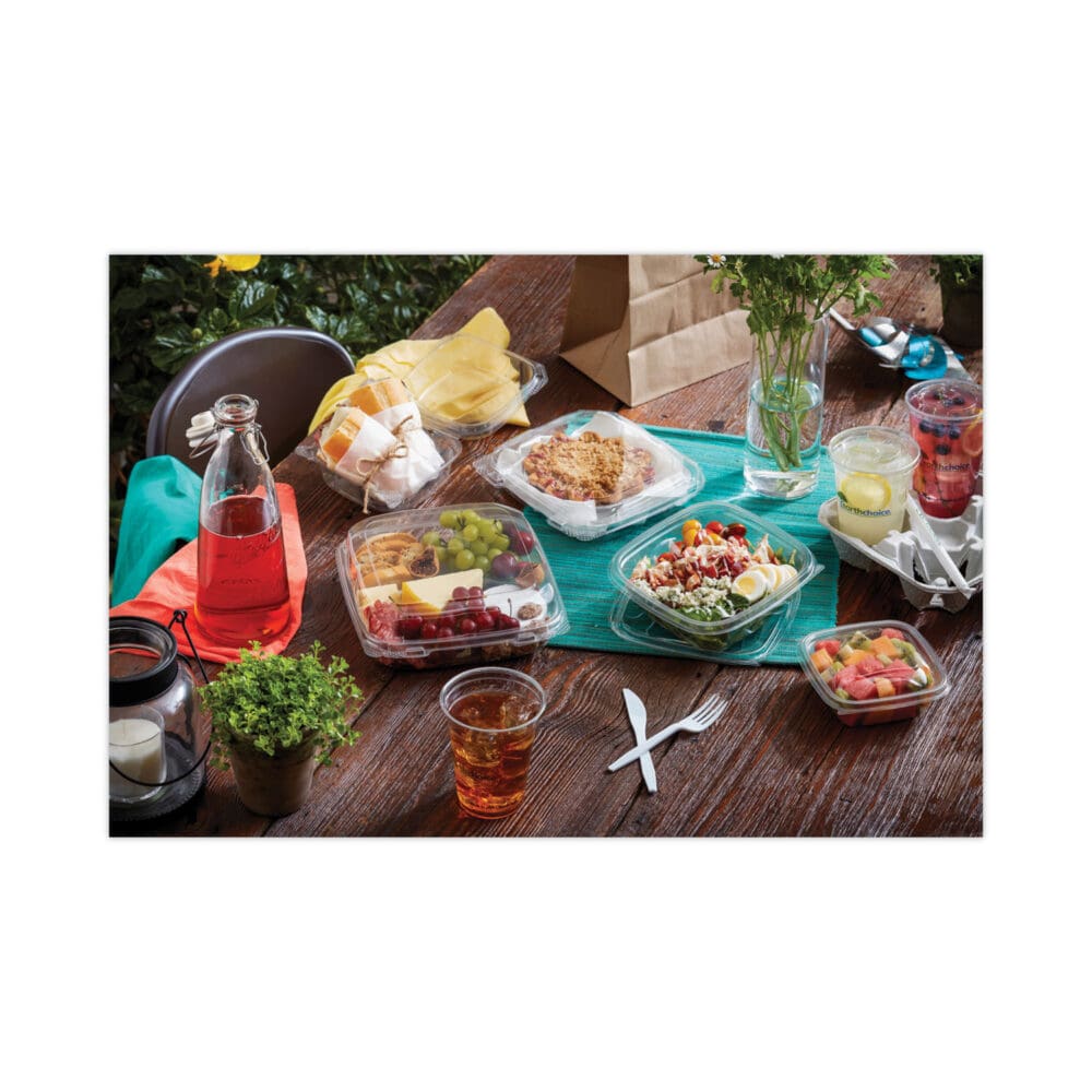 EarthChoice Square Recycled Bowl, 12 oz, 5 x 5 x 1.63, Clear, Plastic, 504/Carton - Image 5