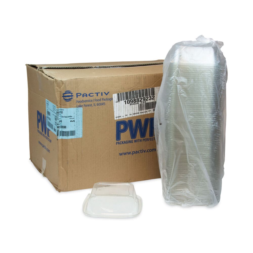 EarthChoice Square Recycled Bowl, 32 oz, 7 x 7 x 2, Clear, Plastic, 300/Carton - Image 3
