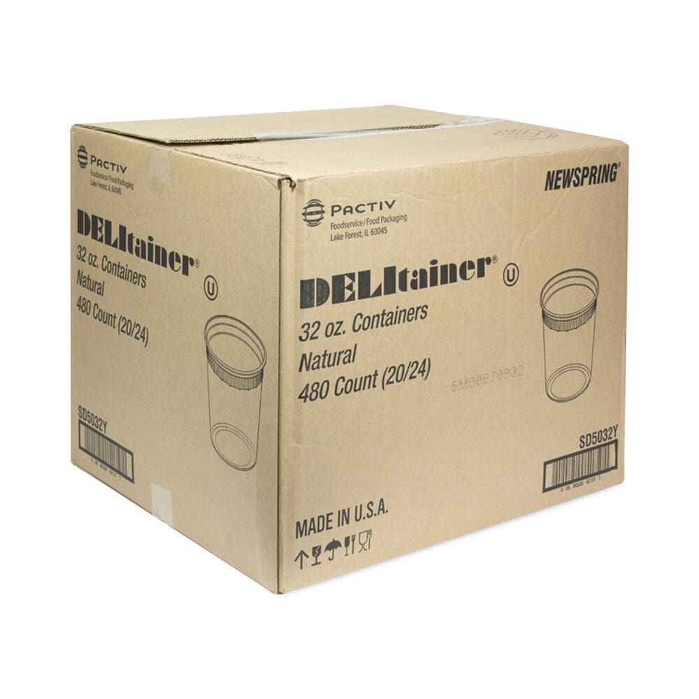 Newspring DELItainer Microwavable Container, 32 oz, 4.55 x 4.55 x 5.55, Natural, Plastic, 480/Carton - Image 8