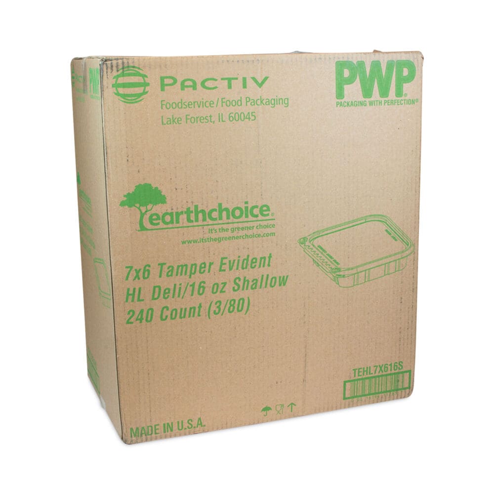 EarthChoice Tamper Evident Recycled Hinged Lid Deli Container, 16 oz, 7.25 x 6.38 x 1, Clear, Plastic, 240/Carton - Image 6