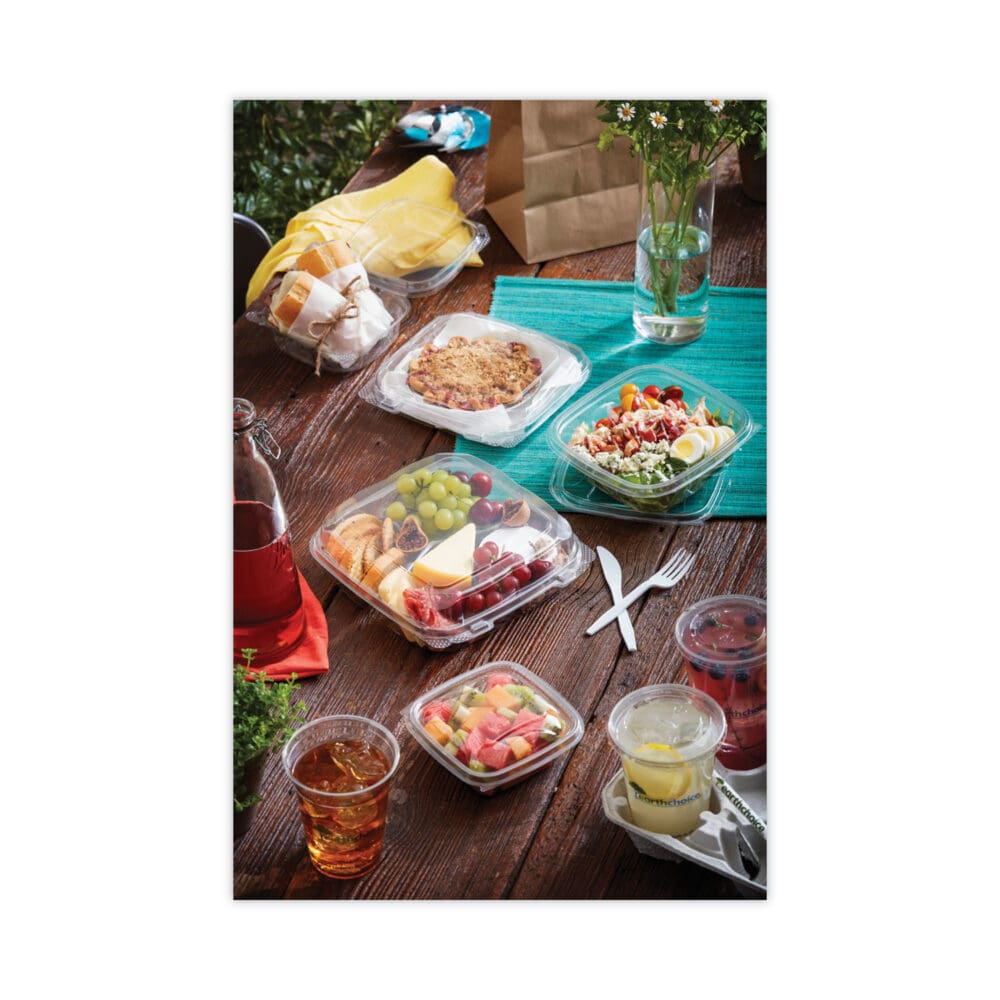 EarthChoice Recycled PET Hinged Container, 32 oz, 7.31 x 5.88 x 3.25, Clear, Plastic, 280/Carton - Image 4
