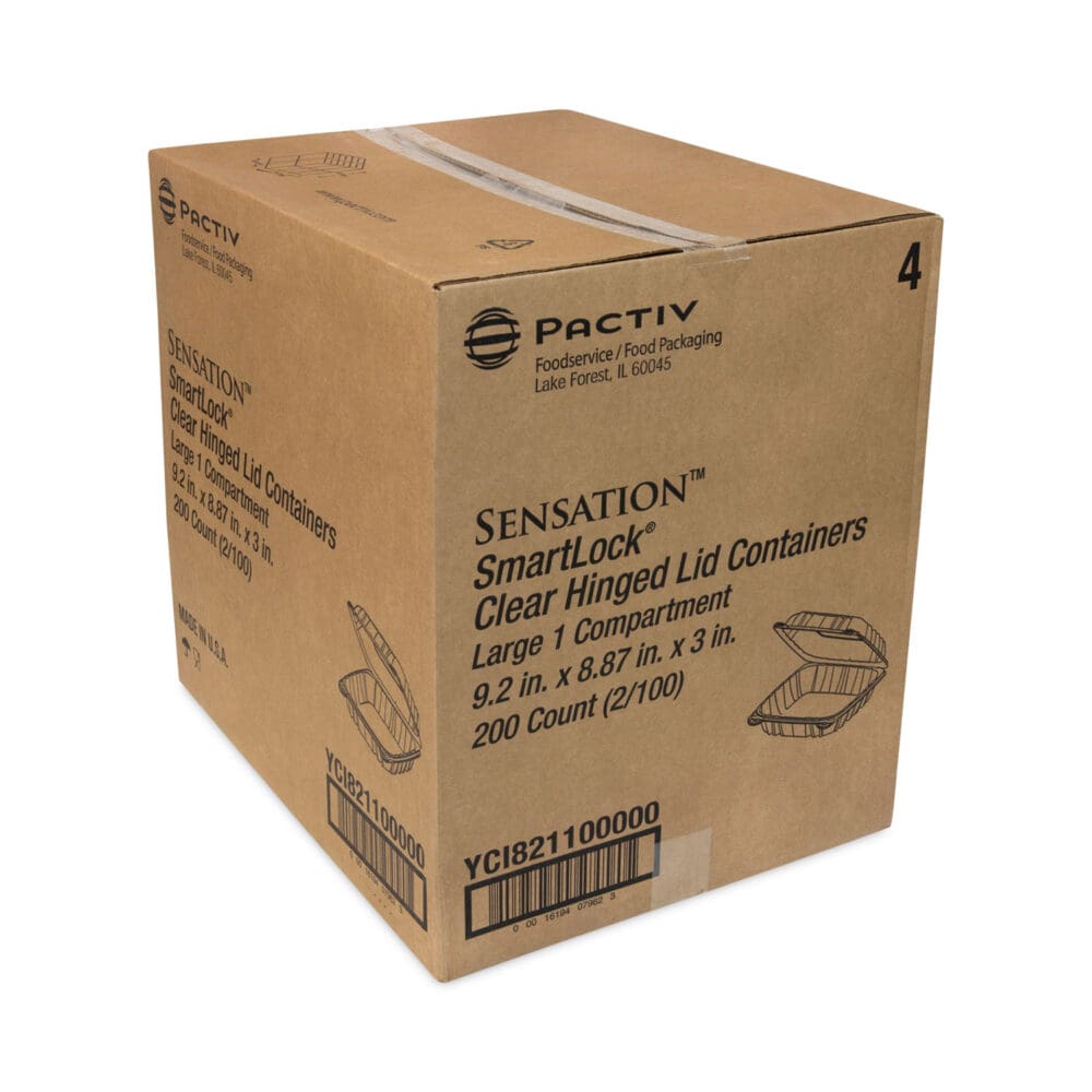 SENSATION SmartLock Hinged Lid Container, 9.21 x 8.87 x 3.07, Clear, Plastic, 200/Carton - Image 2