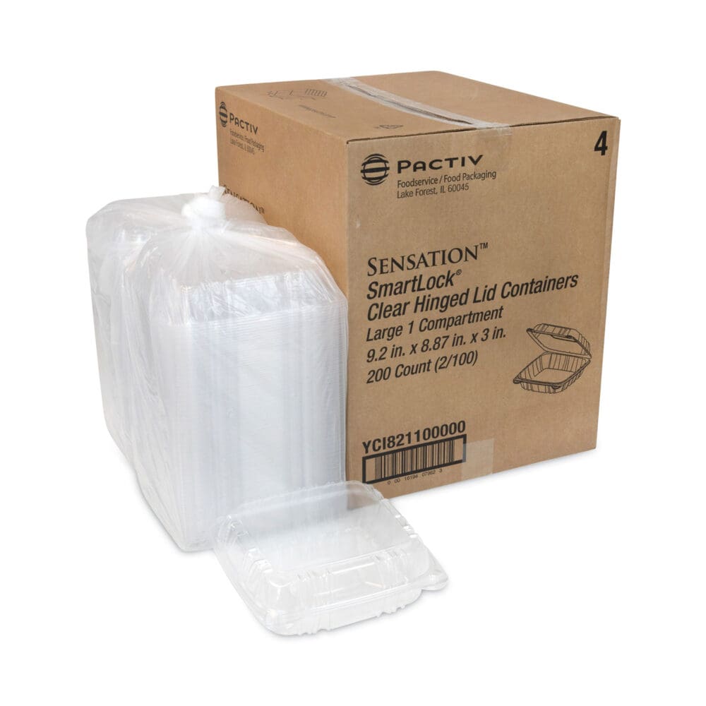 SENSATION SmartLock Hinged Lid Container, 9.21 x 8.87 x 3.07, Clear, Plastic, 200/Carton - Image 4