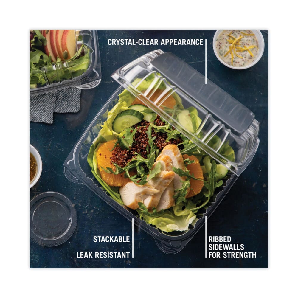 SENSATION SmartLock Hinged Lid Container, 9.21 x 8.87 x 3.07, Clear, Plastic, 200/Carton - Image 6