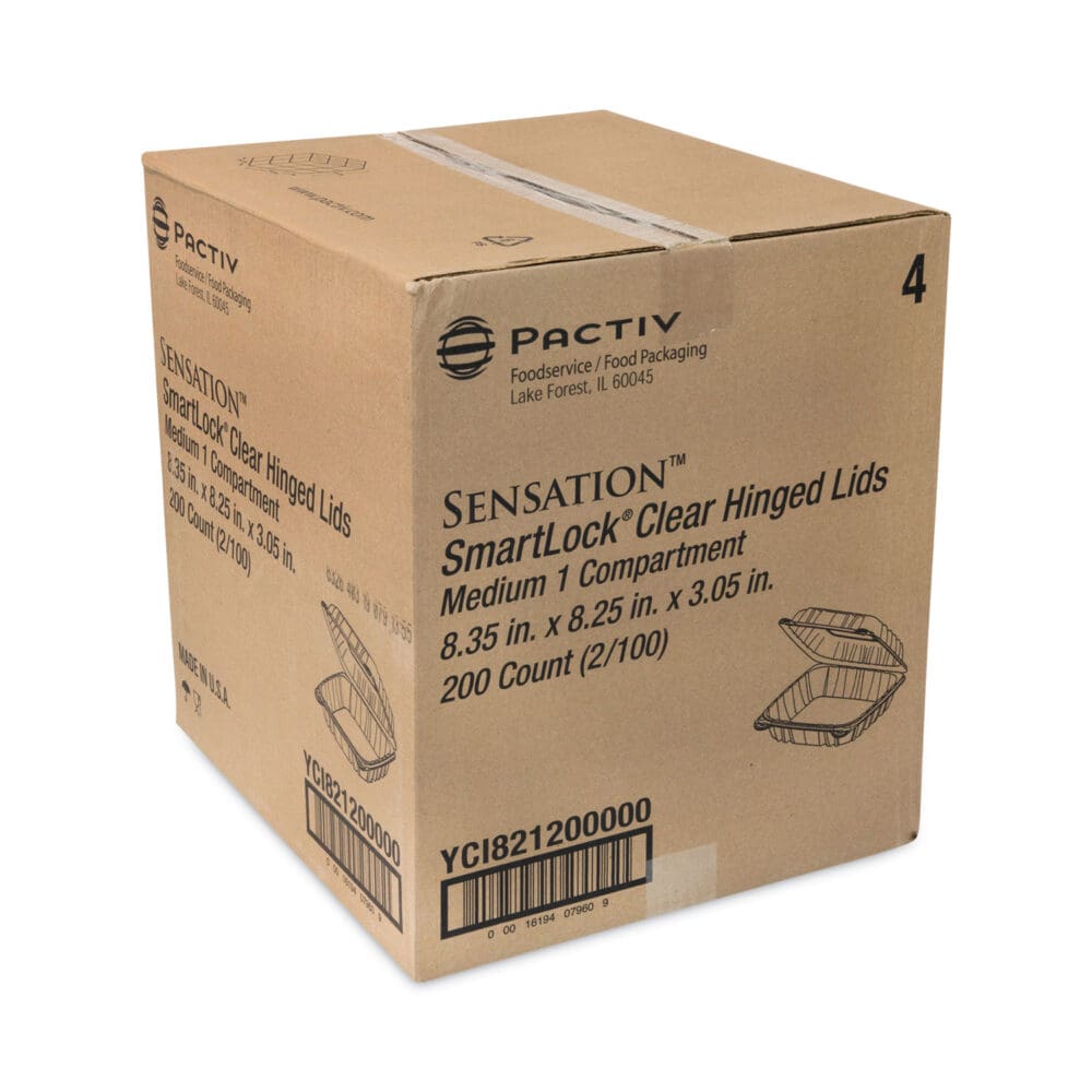 SENSATION SmartLock Hinged Lid Container, 8.34 x 8.24 x 3.05, Clear, Plastic, 200/Carton - Image 2