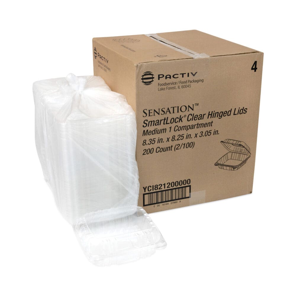 SENSATION SmartLock Hinged Lid Container, 8.34 x 8.24 x 3.05, Clear, Plastic, 200/Carton - Image 4