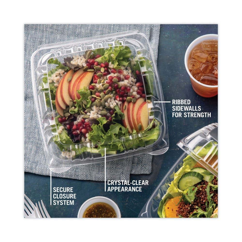 SENSATION SmartLock Hinged Lid Container, 8.34 x 8.24 x 3.05, Clear, Plastic, 200/Carton - Image 6