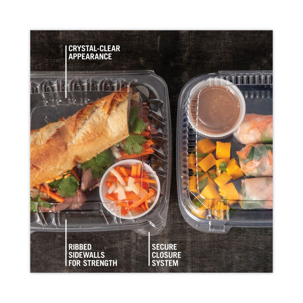 SENSATION SmartLock Hinged Lid Container, 8.34 x 8.24 x 3.05, Clear, Plastic, 200/Carton - Image 9