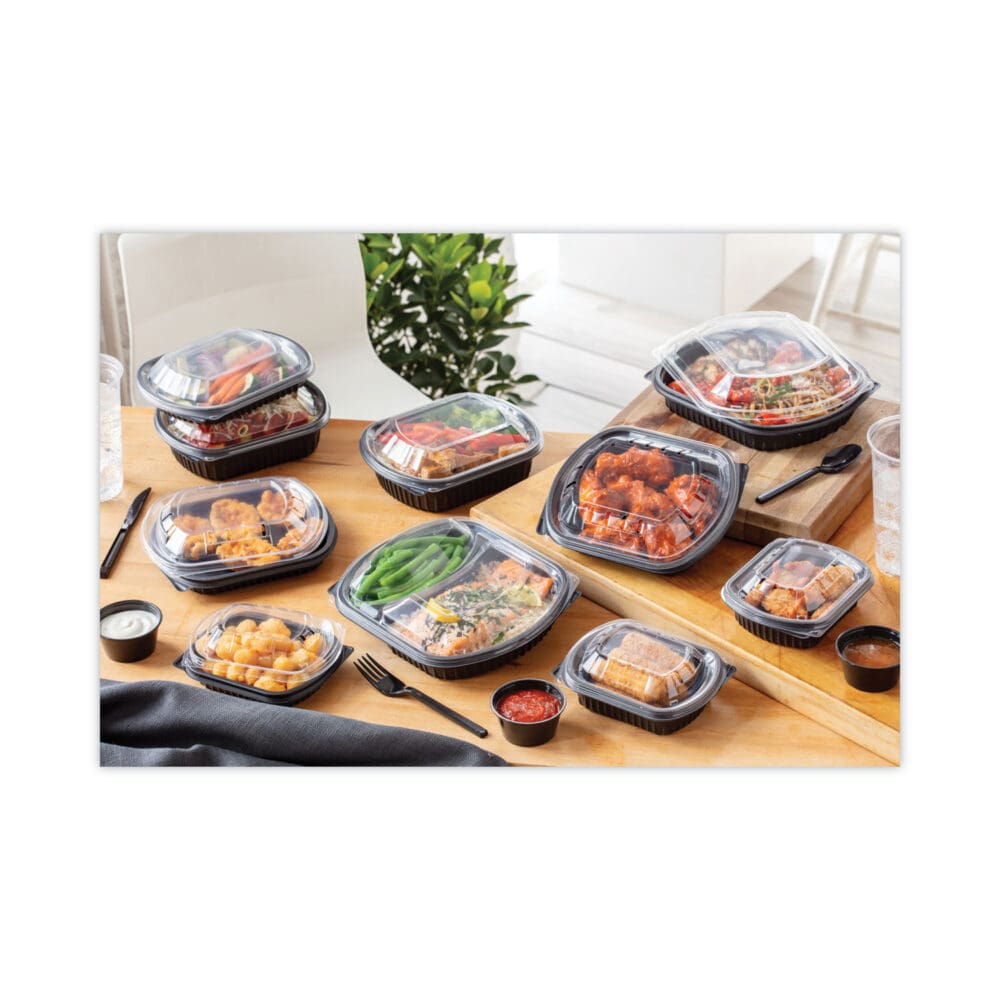 ClearView MealMaster Lid with Fog Gard Coating, Large Flat Lid, 9.38 x 8 x 0.38, Clear, Plastic, 300/Carton - Image 3