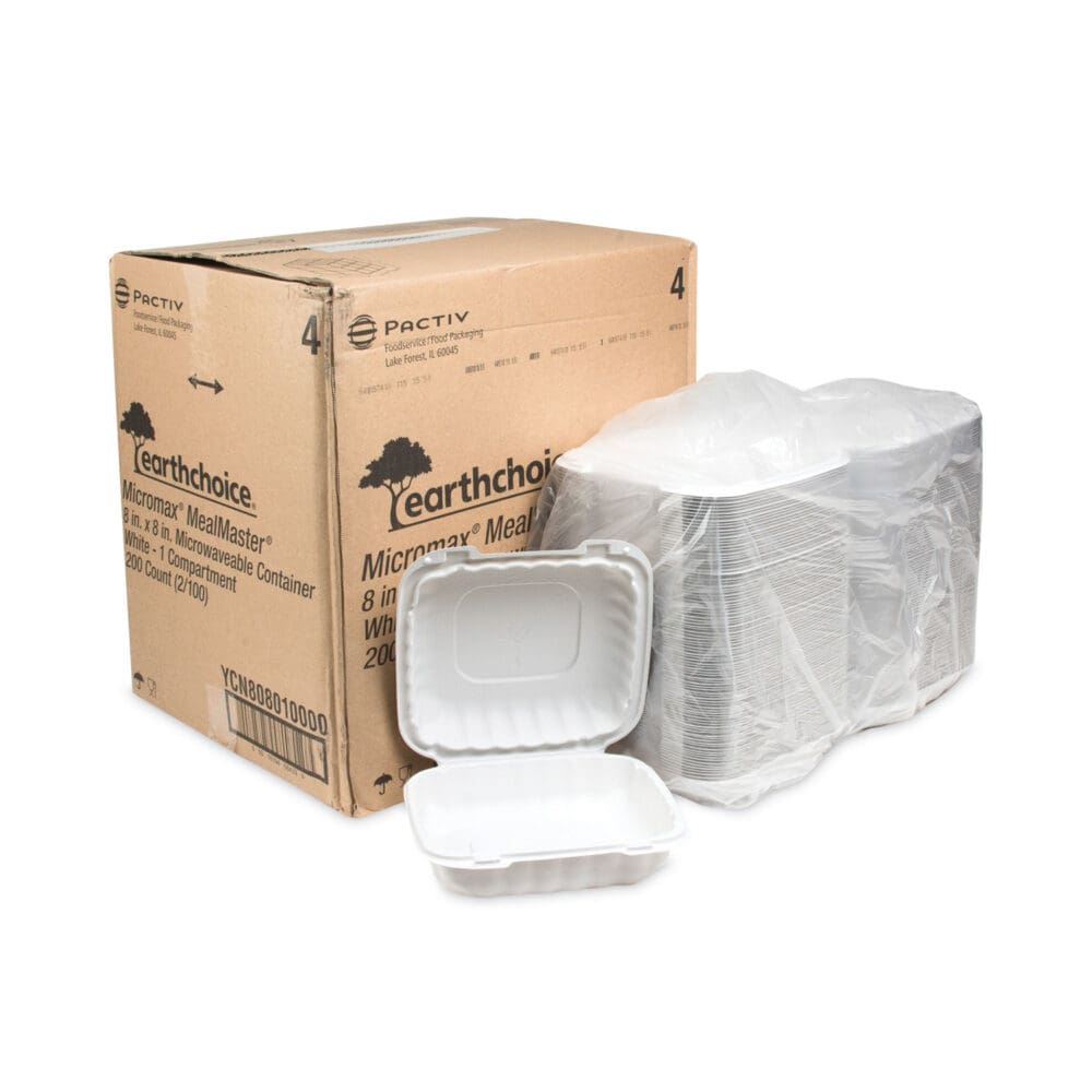EarthChoice SmartLock Microwavable MFPP Hinged Lid Container, 8.31 x 8.35 x 3.1, White, Plastic, 200/Carton - Image 4