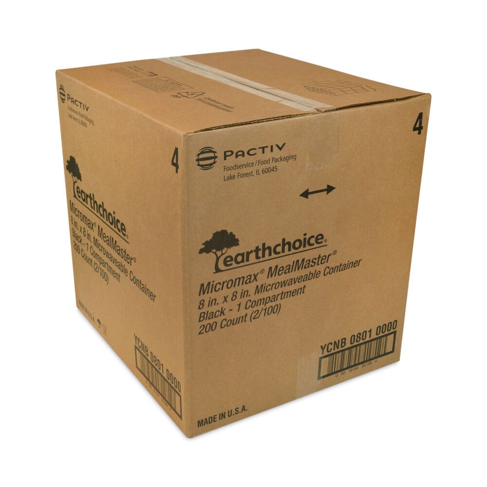 EarthChoice SmartLock Microwavable MFPP Hinged Lid Container, 8.31 x 8.35 x 3.1, Black, Plastic, 200/Carton - Image 2