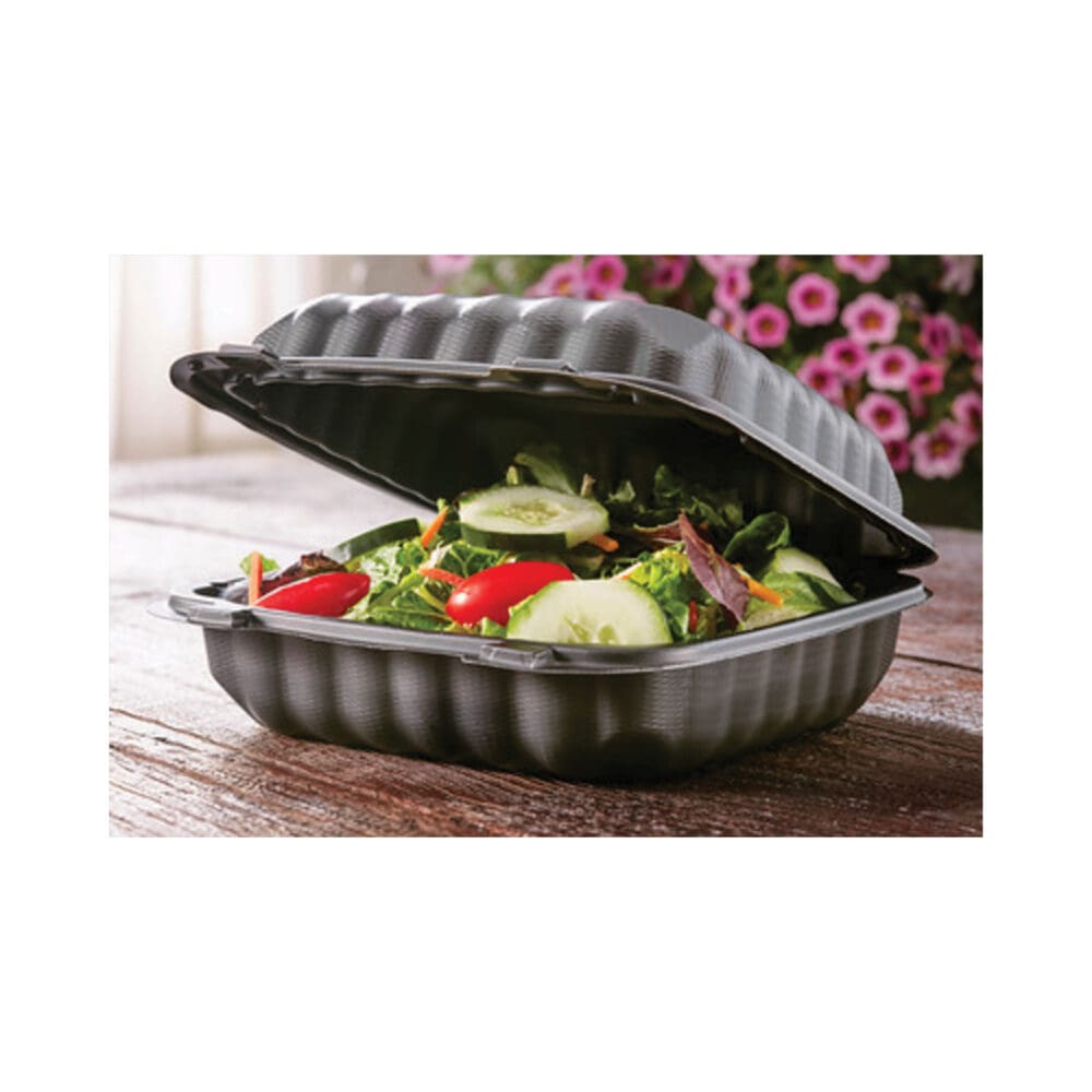 EarthChoice SmartLock Microwavable MFPP Hinged Lid Container, 8.31 x 8.35 x 3.1, Black, Plastic, 200/Carton - Image 6