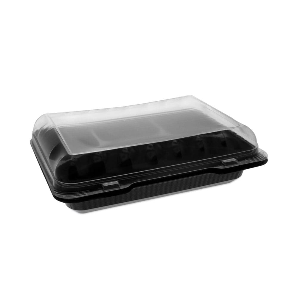 Dual Color SmartLock Hinged Lid Container, 4-Compartment, 10.75 x 8 x 3.25, Black Base/Clear Top, Plastic, 125/Carton - Image 5