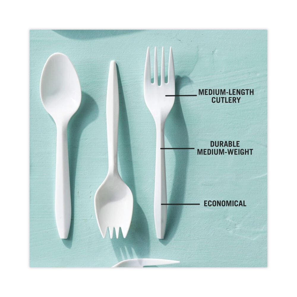 Fieldware Cutlery, Fork, Mediumweight, White, 1,000/Carton - Image 7