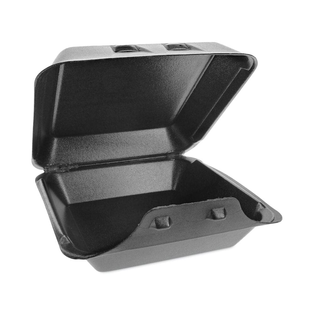 SmartLock Foam Hinged Lid Container, Large, 9 x 9.13 x 3.25, Black, 150/Carton - Image 6