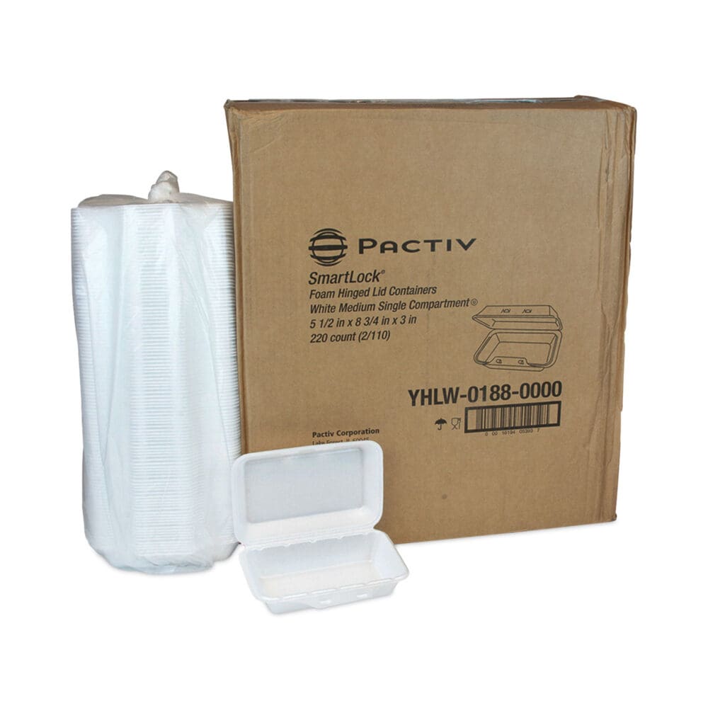SmartLock Foam Hinged Lid Container, Medium, 8.75 x 5.5 x 3, White, 220/Carton - Image 3
