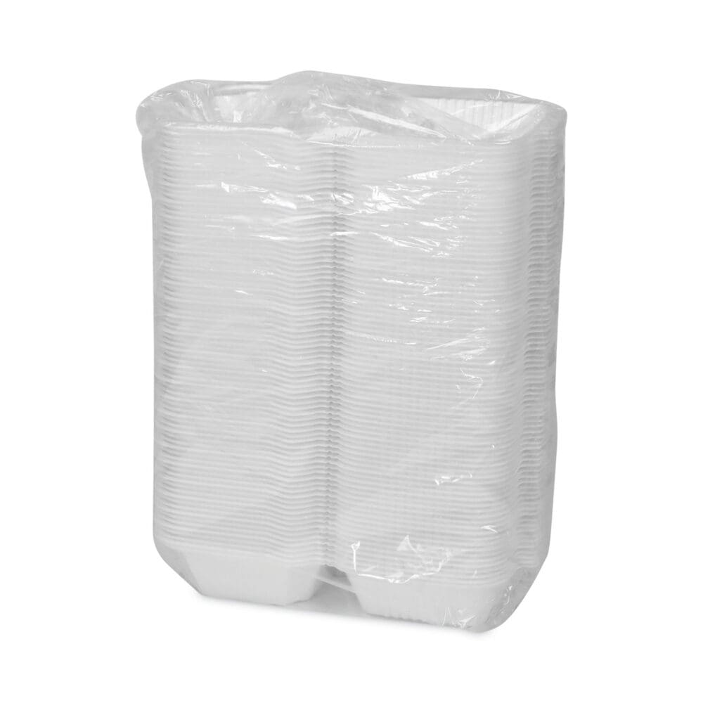 SmartLock Foam Hinged Lid Container, Sandwich, 5.75 x 5.75 x 3.25, White, 504/Carton - Image 2
