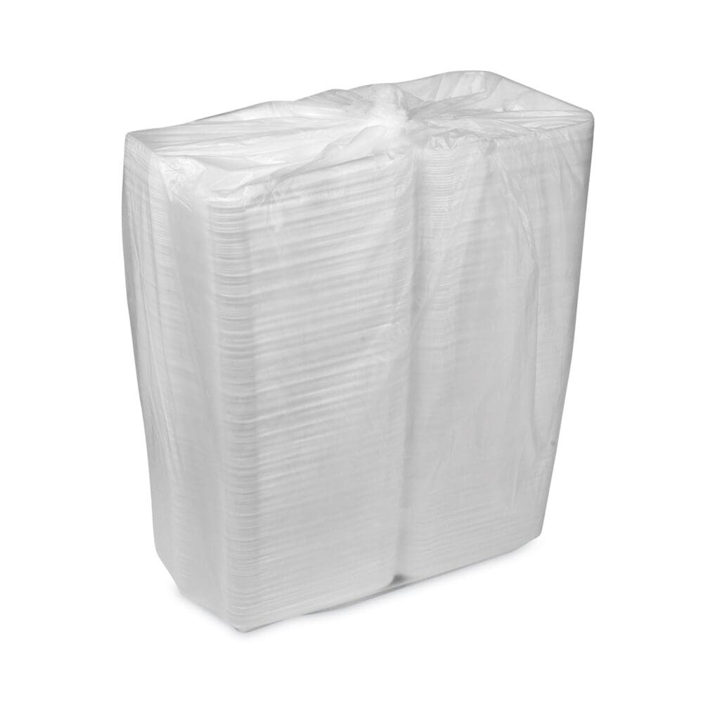 SmartLock Foam Hinged Lid Container, Large, 3-Compartment, 9 x 9.25 x 3.25, White, 150/Carton - Image 3