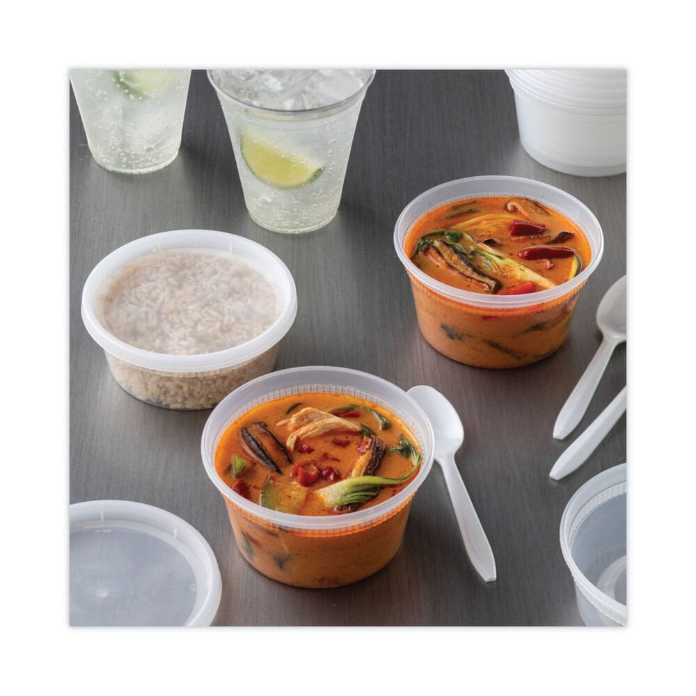 Newspring DELItainer Microwavable Container, 8 oz, 1.13 x 2.8 x 1.33, Clear, Plastic, 240/Carton - Image 4