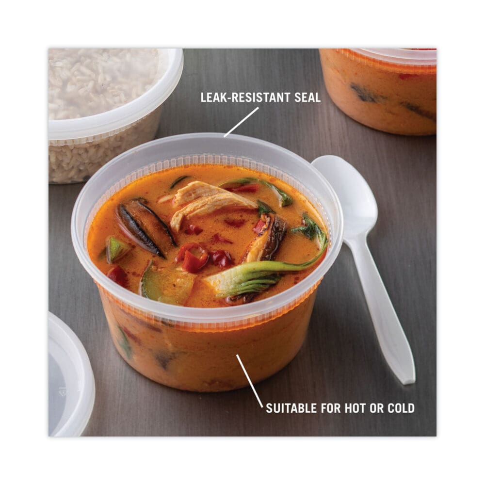 Newspring DELItainer Microwavable Container, 12 oz, 4.55 x 2.45 x 2.45, Clear, Plastic, 240/Carton - Image 4