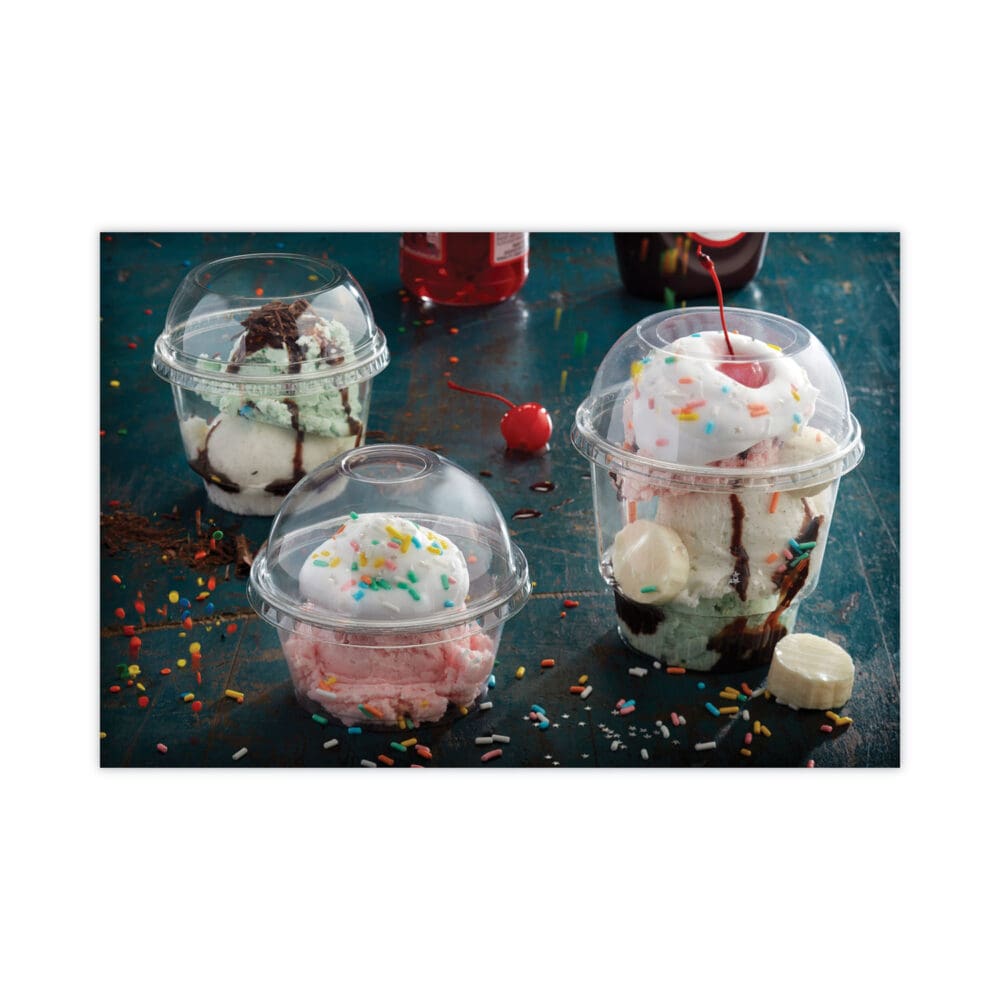 EarthChoice Strawless RPET Lid, Dome Lid, Fits 9 oz to 20 oz "A" Cups, Clear, 900/Carton - Image 4