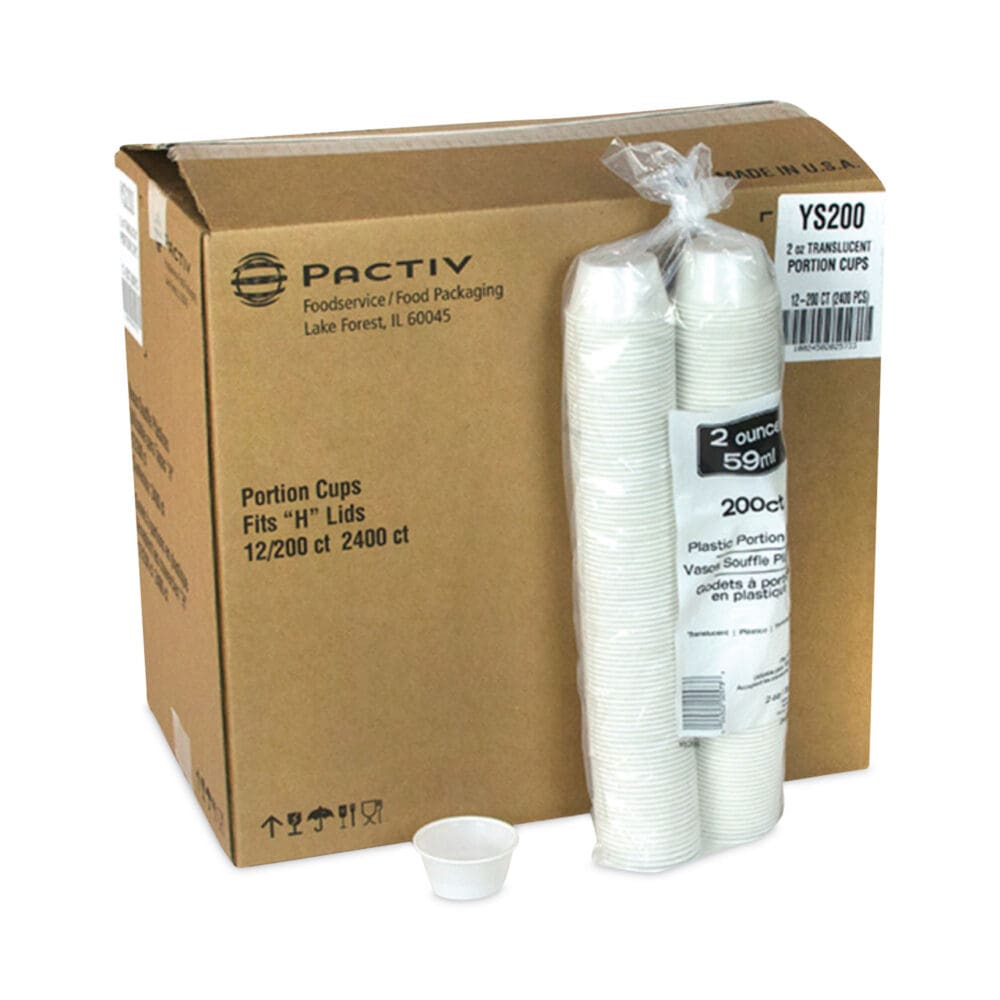 Plastic Portion Cup, 2 oz, Translucent, 200/Bag, 12 Bags/Carton - Image 3