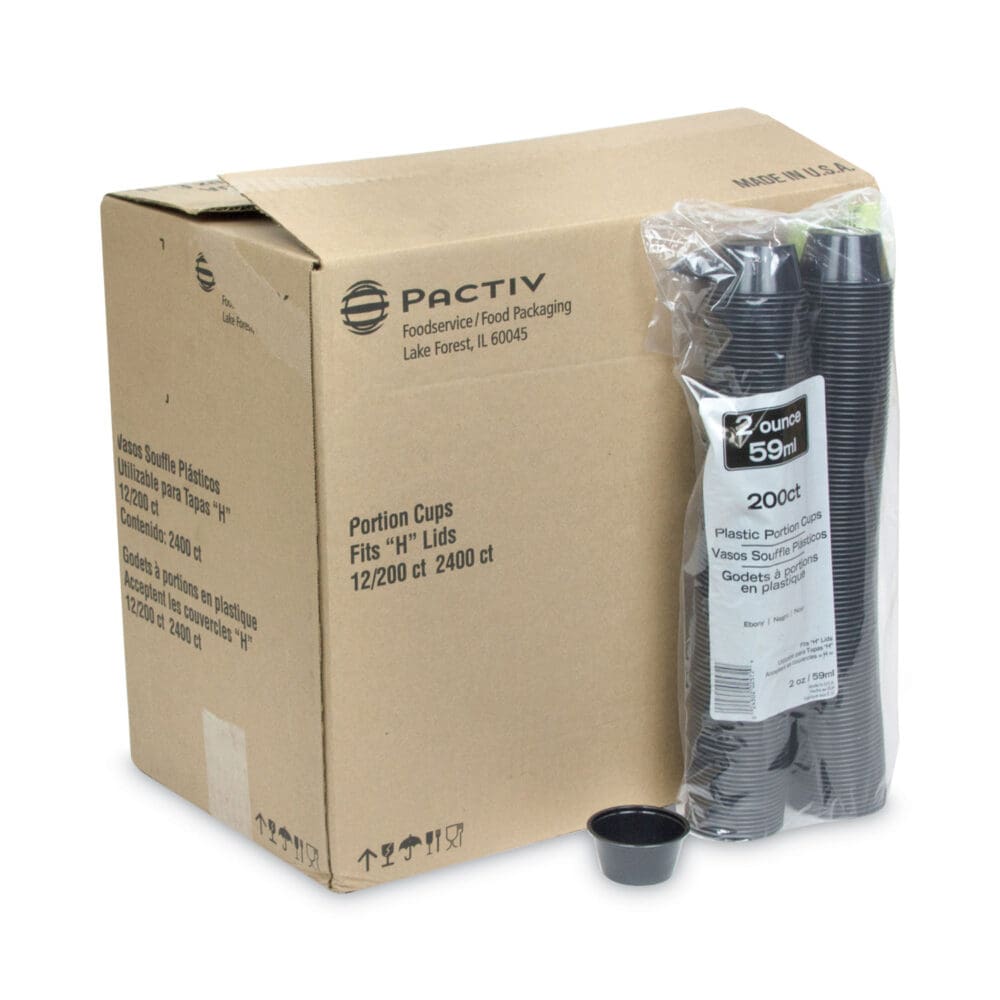 Plastic Portion Cup, 2 oz, Black, 200/Bag, 12 Bags/Carton - Image 3