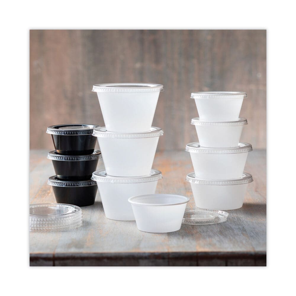 Plastic Portion Cup, 2 oz, Black, 200/Bag, 12 Bags/Carton - Image 5