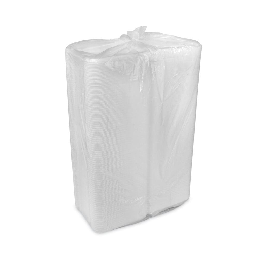 Vented Foam Hinged Lid Container, Dual Tab Lock, 8.42 x 8.15 x 3, White, 150/Carton - Image 3