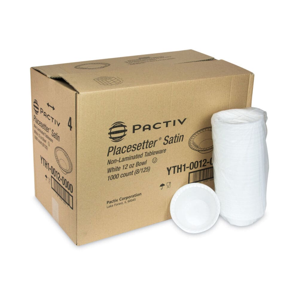 Placesetter Satin Non-Laminated Foam Dinnerware, Bowl, 12 oz, 6" dia, White, 1,000/Carton - Image 3