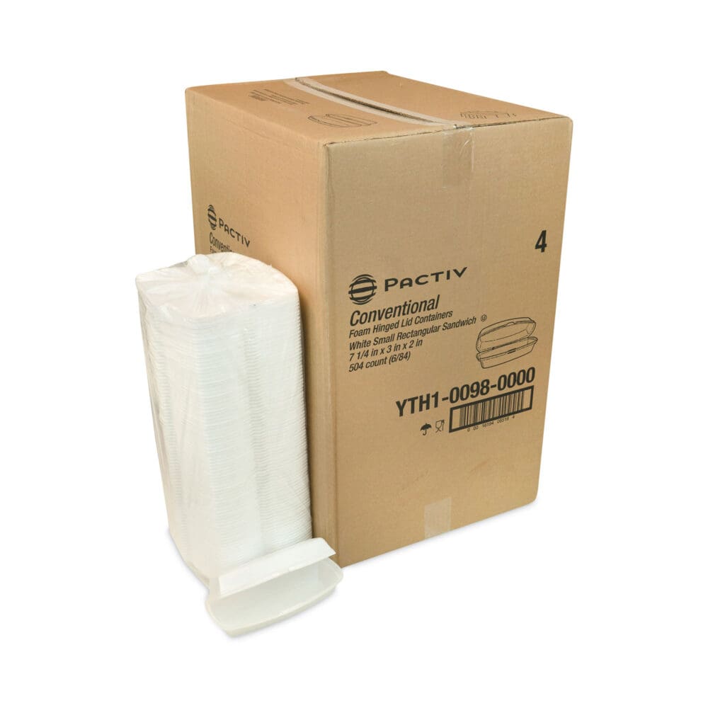 Foam Hinged Lid Container, Single Tab Lock Hot Dog, 7.25 x 3 x 2, White, 504/Carton - Image 4