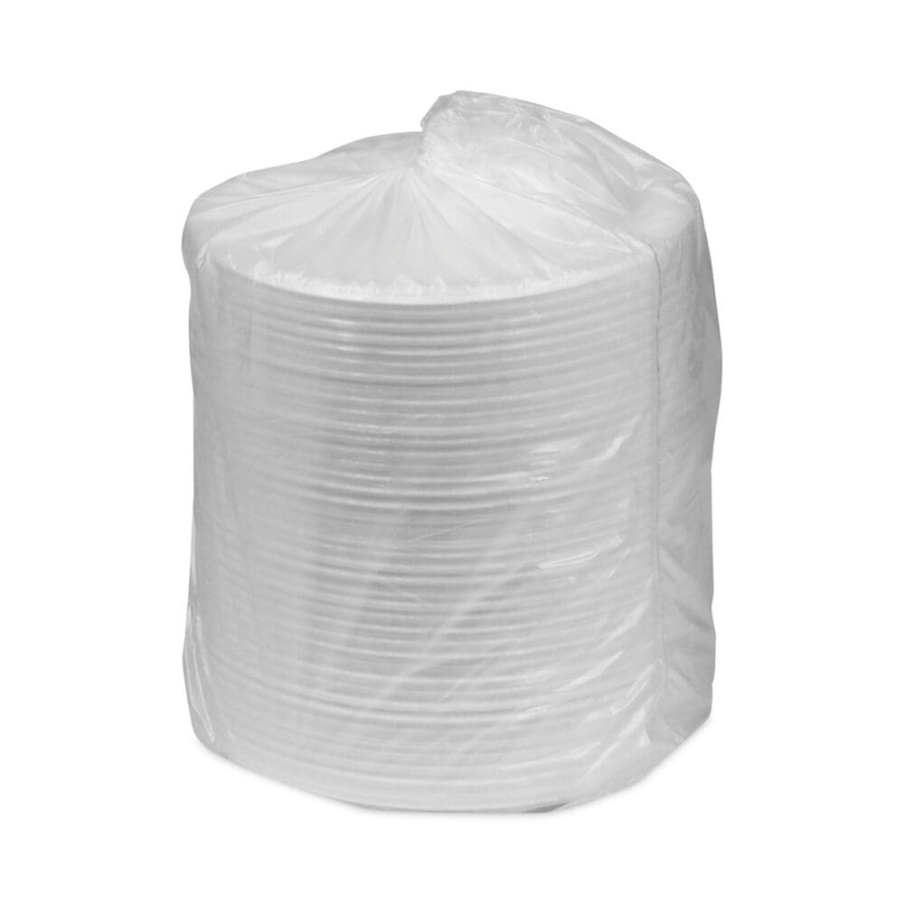 Placesetter Deluxe Laminated Foam Dinnerware, Plate, 8.88" dia, White, 500/Carton - Image 2