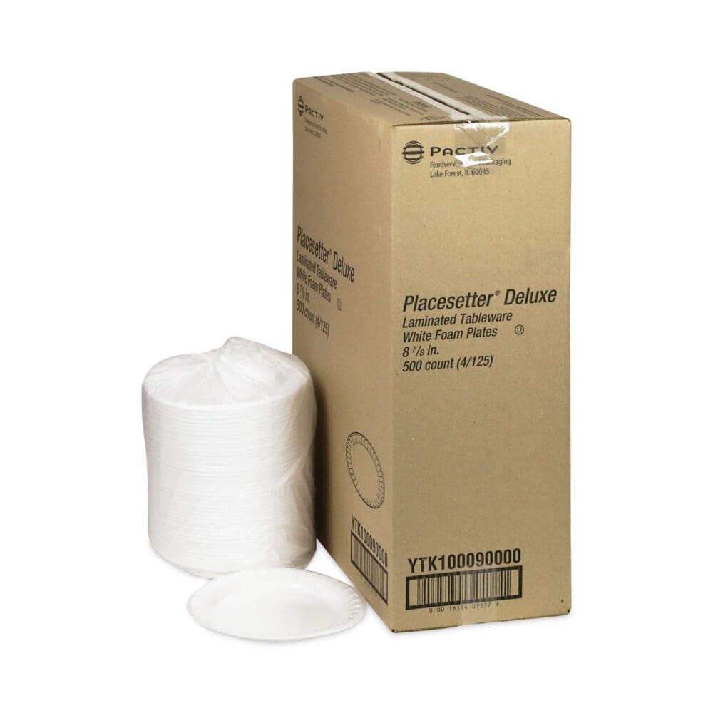 Placesetter Deluxe Laminated Foam Dinnerware, Plate, 8.88" dia, White, 500/Carton - Image 3