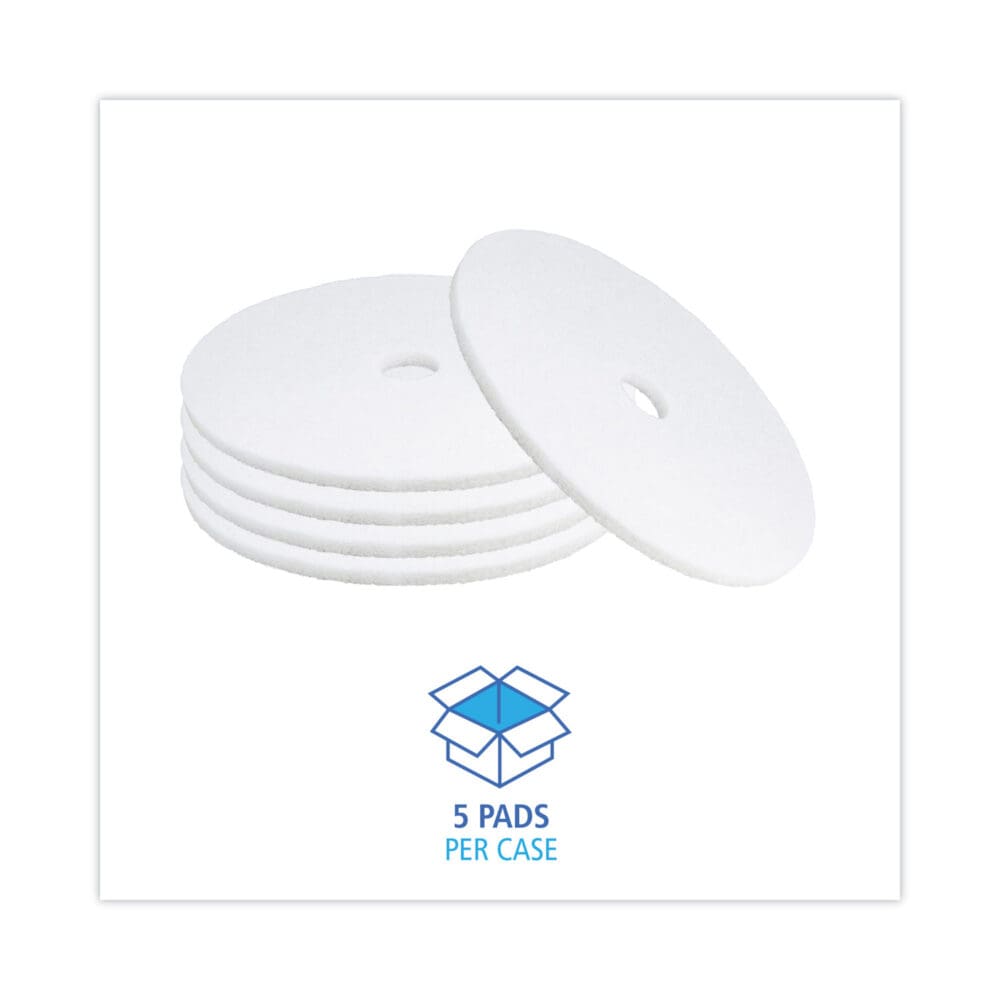 Polishing Floor Pads, 24" Diameter, White, 5/Carton - Image 2