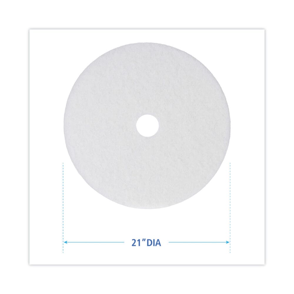 Polishing Floor Pads, 21" Diameter, White, 5/Carton - Image 6