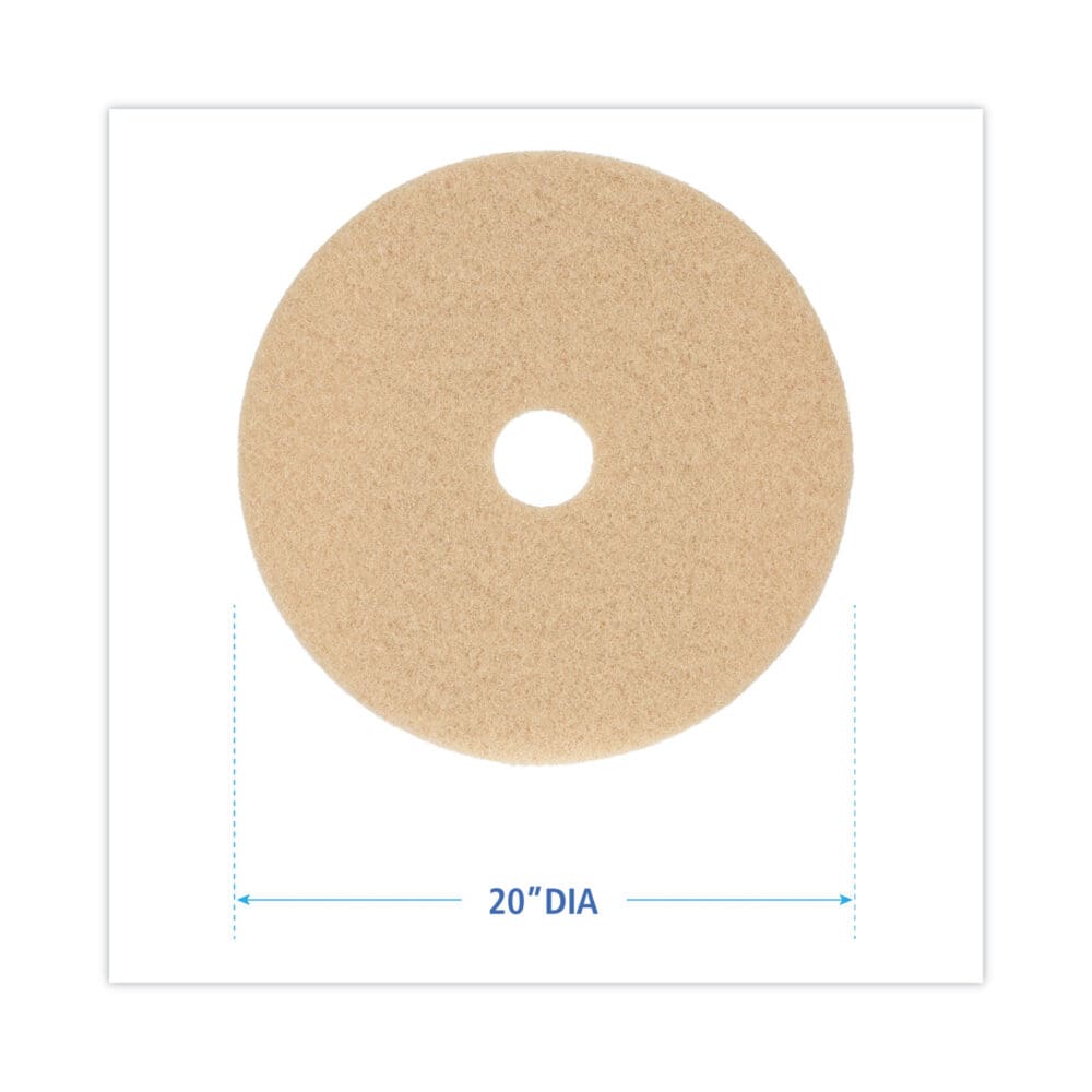 Burnishing Floor Pads, 20" Diameter, Tan, 5/Carton - Image 6
