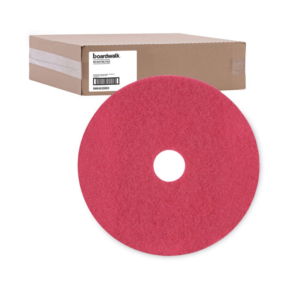 Buffing Floor Pads, 20" Diameter, Red, 5/Carton - Image 4