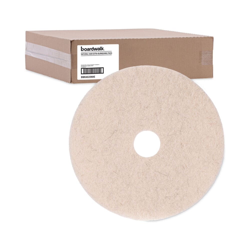 Natural Hog Hair Burnishing Floor Pads, 20" Diameter, Tan, 5/Carton - Image 4