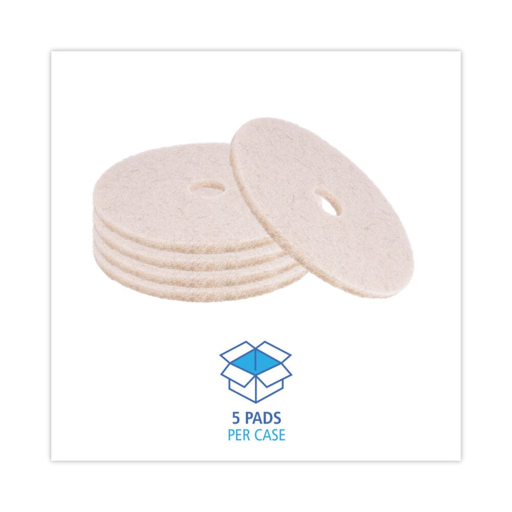 Natural Hog Hair Burnishing Floor Pads, 20" Diameter, Tan, 5/Carton - Image 2