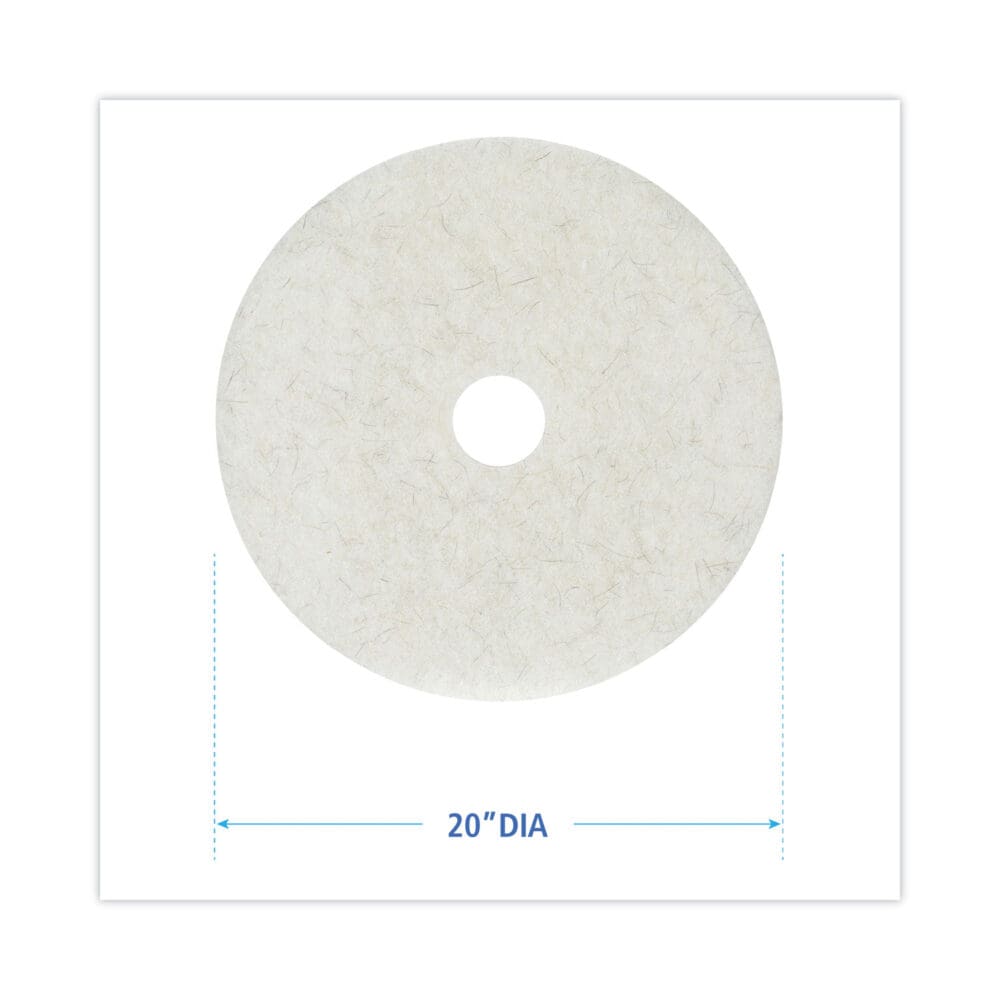 Natural Burnishing Floor Pads, 20" Diameter, White, 5/Carton - Image 6