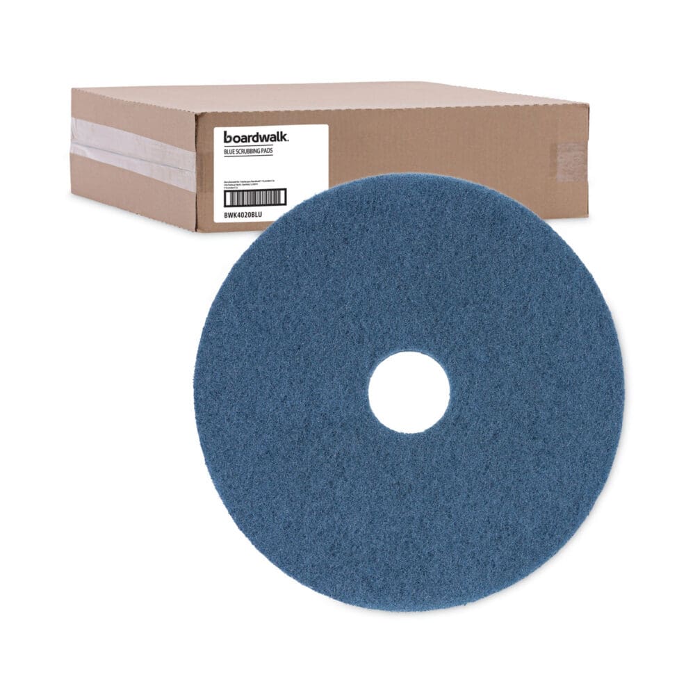 Scrubbing Floor Pads, 20" Diameter, Blue, 5/Carton - Image 4