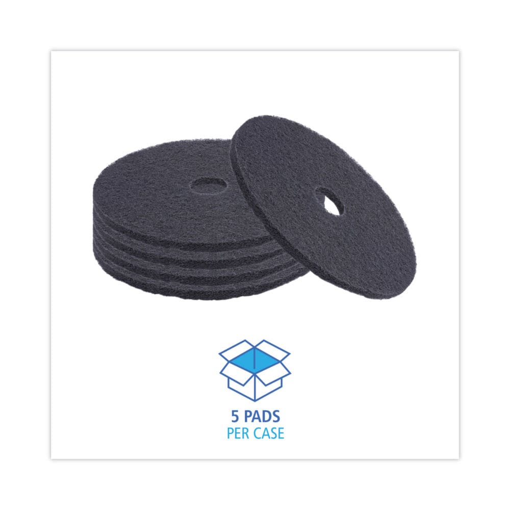 Stripping Floor Pads, 20" Diameter, Black, 5/Carton - Image 2