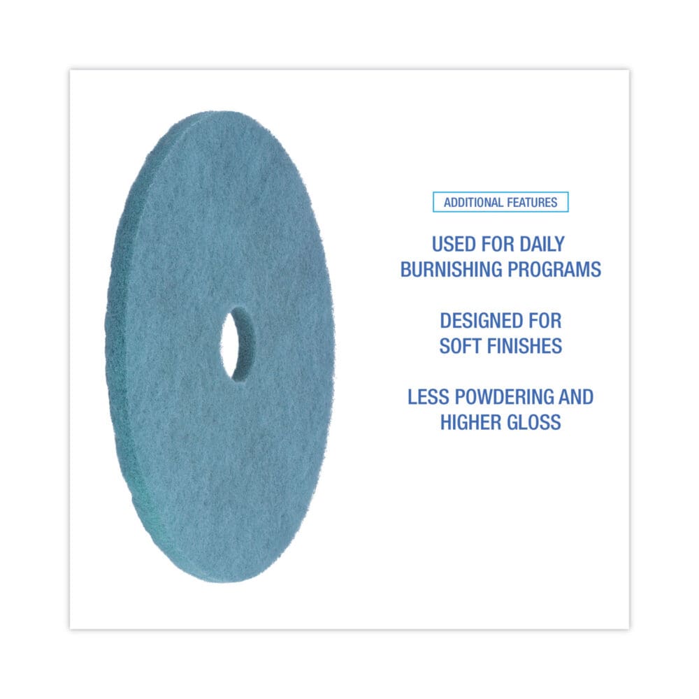 Burnishing Floor Pads, 20" Diameter, Aqua, 5/Carton - Image 3