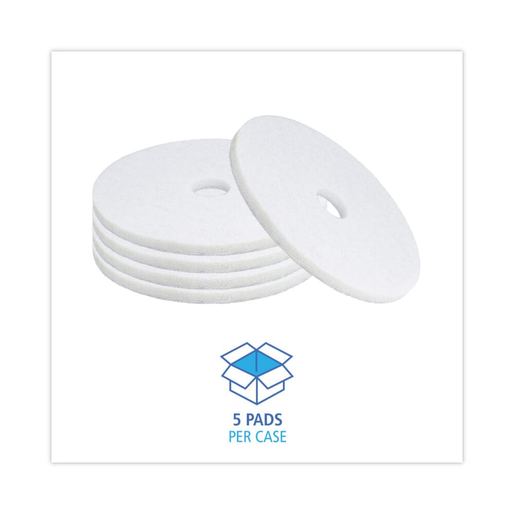 Polishing Floor Pads, 19" Diameter, White, 5/Carton - Image 2