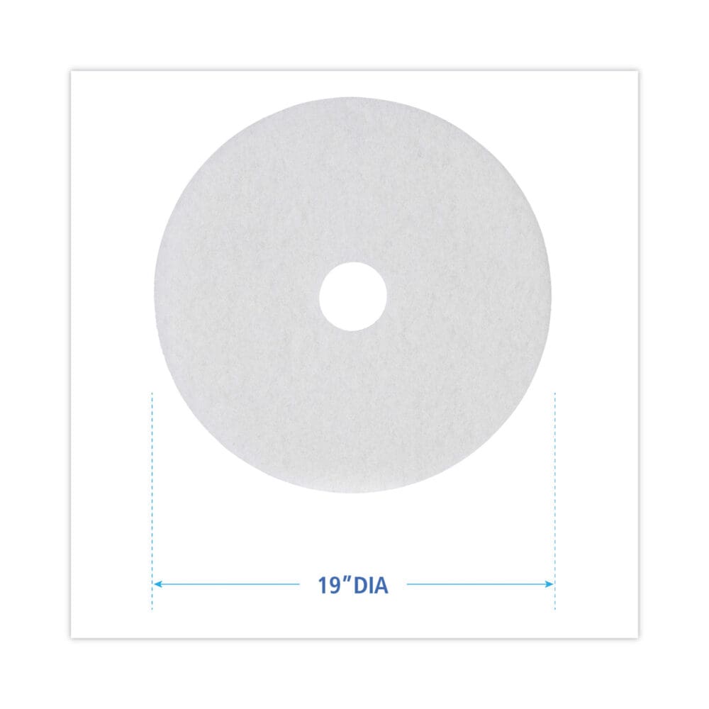 Polishing Floor Pads, 19" Diameter, White, 5/Carton - Image 6
