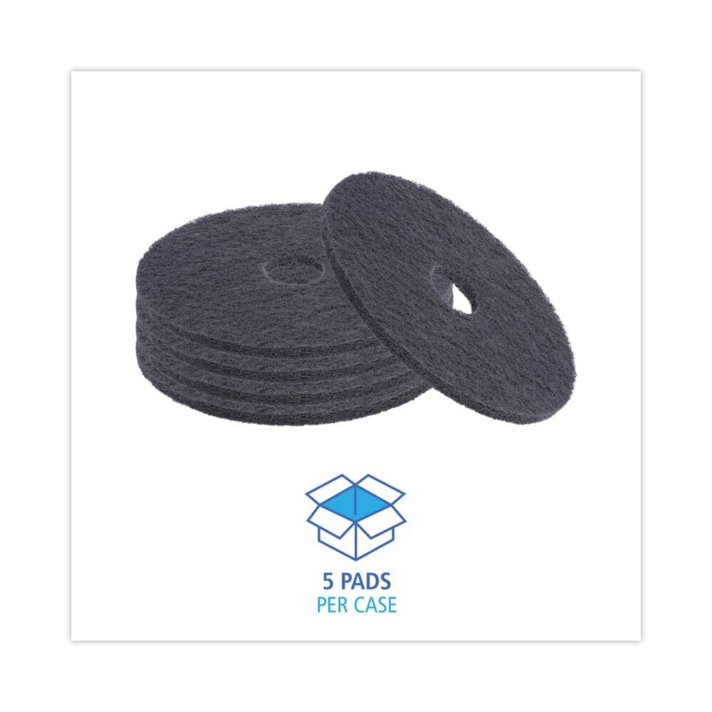 Stripping Floor Pads, 19" Diameter, Black, 5/Carton - Image 2