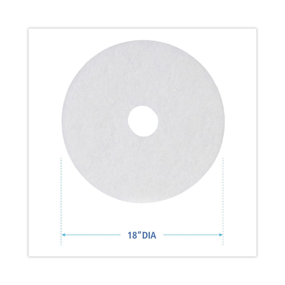 Polishing Floor Pads, 18" Diameter, White, 5/Carton - Image 6