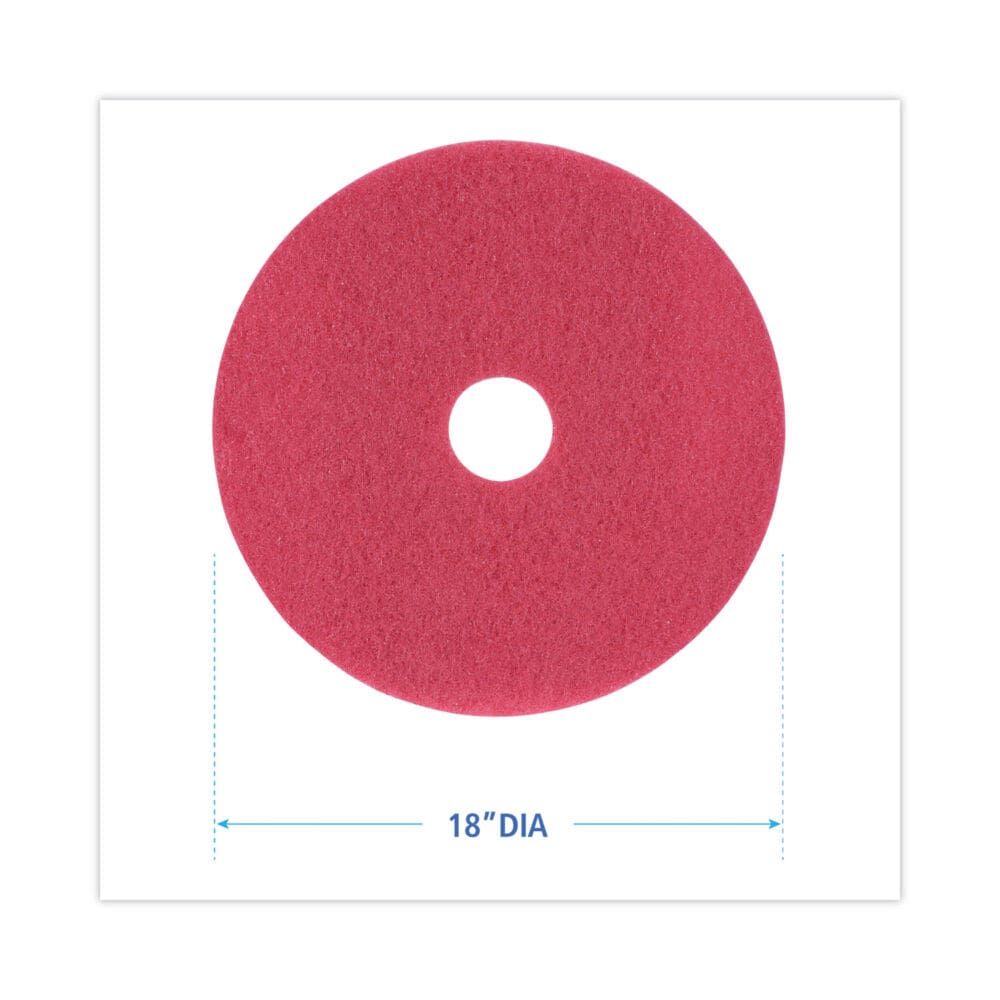 Buffing Floor Pads, 18" Diameter, Red, 5/Carton - Image 6